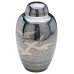 Brass Urn (Silver and Blue with Flying Birds Design)